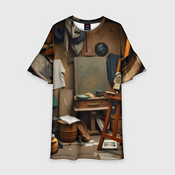 Платье клеш для девочки Мастерская художника, цвет: 3D-принт