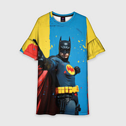 Платье клеш для девочки Бэтмен предупреждает, цвет: 3D-принт