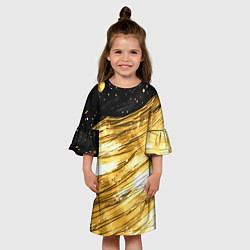 Платье клеш для девочки Золотой текстурный фон, цвет: 3D-принт — фото 2