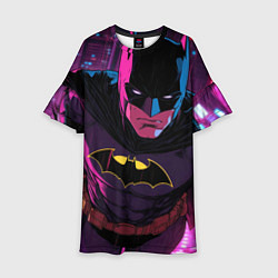 Платье клеш для девочки Бэтмен в фиолетовом свете, цвет: 3D-принт