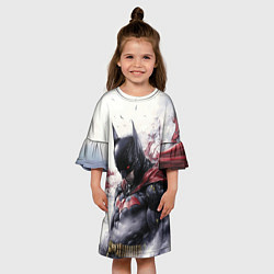 Платье клеш для девочки Бэтмен в тумане, цвет: 3D-принт — фото 2