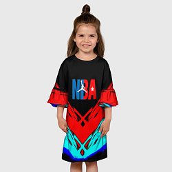 Платье клеш для девочки NBA краски геометрия, цвет: 3D-принт — фото 2