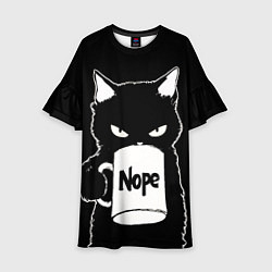 Платье клеш для девочки Angry black cat nope, цвет: 3D-принт
