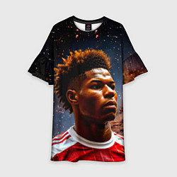 Платье клеш для девочки Маркус Рашфорд и космос, цвет: 3D-принт