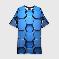 Платье клеш для девочки Синий бронежилет, цвет: 3D-принт