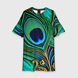 Детское платье Зеленые перья павлина