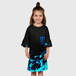 Платье клеш для девочки Monster energy голубые краски, цвет: 3D-принт — фото 2