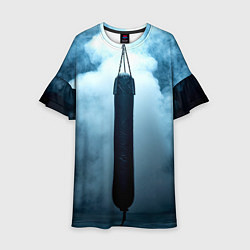 Платье клеш для девочки Боксерская груша в дыму, цвет: 3D-принт