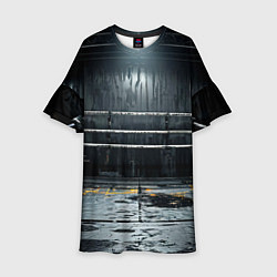 Платье клеш для девочки Черный ринг, цвет: 3D-принт