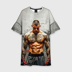 Платье клеш для девочки Дастин Порье на сером, цвет: 3D-принт