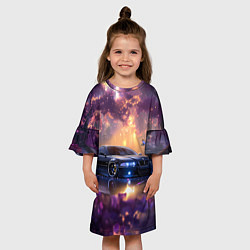 Платье клеш для девочки БМВ Японская природа, цвет: 3D-принт — фото 2