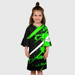 Платье клеш для девочки Color black and green, цвет: 3D-принт — фото 2