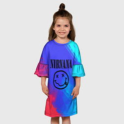 Платье клеш для девочки Nirvana жидкие краски, цвет: 3D-принт — фото 2