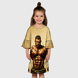 Платье клеш для девочки Бодибилдер на бежевом, цвет: 3D-принт — фото 2