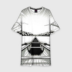 Платье клеш для девочки Гребля чб, цвет: 3D-принт