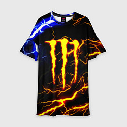 Платье клеш для девочки Monster energy шторм, цвет: 3D-принт