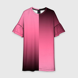 Платье клеш для девочки Розовый с затемнением градиент пополам, цвет: 3D-принт