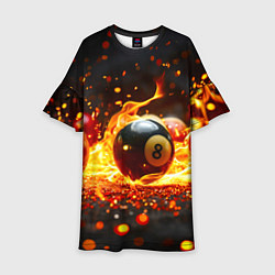 Платье клеш для девочки Бильярдные шары в огне, цвет: 3D-принт
