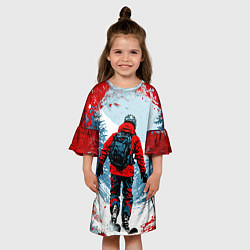 Платье клеш для девочки Красный лыжник, цвет: 3D-принт — фото 2