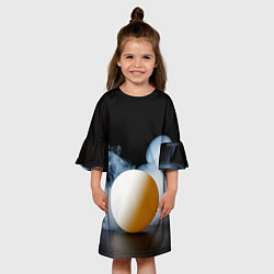 Платье клеш для девочки Мяч для пинг понга в дыму, цвет: 3D-принт — фото 2