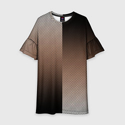 Платье клеш для девочки Чёрно-коричневый текстурный градиент пополам, цвет: 3D-принт