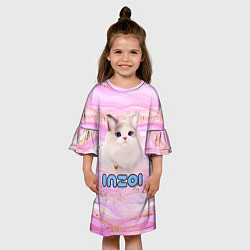 Платье клеш для девочки Inzoi розовый фон с золотинками, цвет: 3D-принт — фото 2