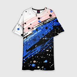 Детское платье Черно-синяя краска на белом