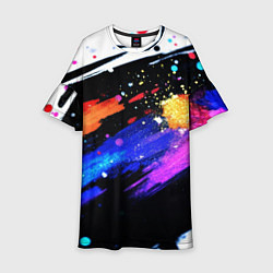 Платье клеш для девочки Разноцветные блестящие кляксы - текстура, цвет: 3D-принт