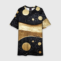 Платье клеш для девочки Золотая объемная абстракция - текстура, цвет: 3D-принт