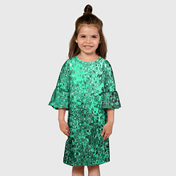 Платье клеш для девочки Бирюзовый аквамарин абстрактная текстура, цвет: 3D-принт — фото 2