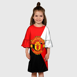 Платье клеш для девочки Манчестер юнайтед геометрия линии, цвет: 3D-принт — фото 2