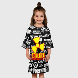 Платье клеш для девочки Сталкер все логотипы игр, цвет: 3D-принт — фото 2