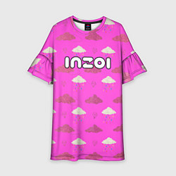 Платье клеш для девочки Inzoi логотип игры на розовом, цвет: 3D-принт