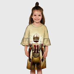 Платье клеш для девочки Квотербек на бежевом, цвет: 3D-принт — фото 2