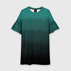 Детское платье Тёмный бирюзовый градиент текстурный полосы