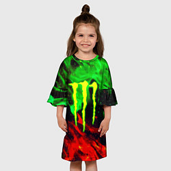 Платье клеш для девочки Monster energy огонь лого, цвет: 3D-принт — фото 2