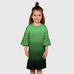 Платье клеш для девочки Зеленый градиент текстурные полосы, цвет: 3D-принт — фото 2