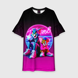 Платье клеш для девочки Tom and Jerry - neon glow fantasy, цвет: 3D-принт