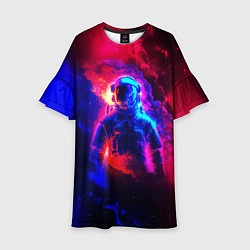 Платье клеш для девочки Космонавт в пламени, цвет: 3D-принт