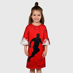 Платье клеш для девочки Спринтер на красно белом, цвет: 3D-принт — фото 2
