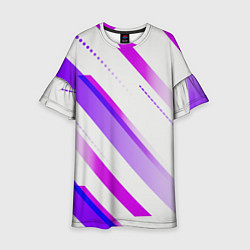 Платье клеш для девочки Color white pink, цвет: 3D-принт