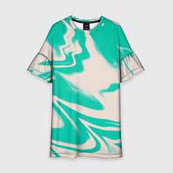 Платье клеш для девочки Color white turquoise, цвет: 3D-принт