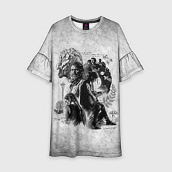 Платье клеш для девочки The last of us grey grunge, цвет: 3D-принт