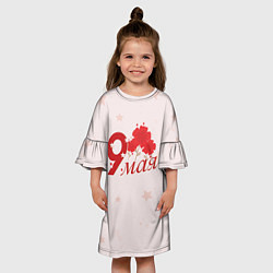 Платье клеш для девочки 9 мая гвоздики, цвет: 3D-принт — фото 2