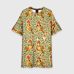 Детское платье Птицы сирин на ветках