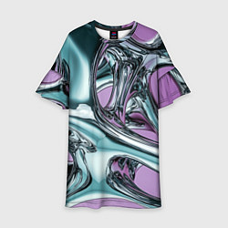 Платье клеш для девочки Металлическая абстракция на фиолетовом фоне, цвет: 3D-принт