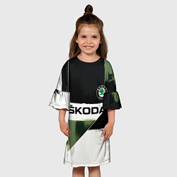Платье клеш для девочки Skoda логотип, цвет: 3D-принт — фото 2