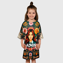 Платье клеш для девочки Admin в цветах, цвет: 3D-принт — фото 2