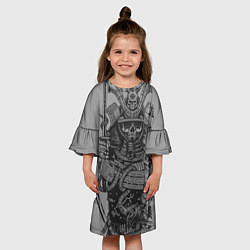 Платье клеш для девочки Мертвый самурай призрак, цвет: 3D-принт — фото 2