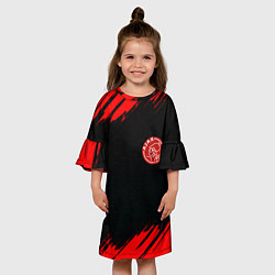 Платье клеш для девочки Ajax красные краски, цвет: 3D-принт — фото 2